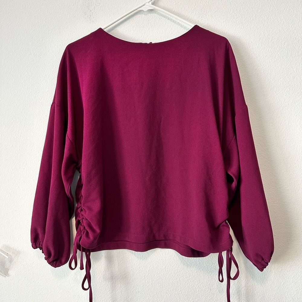 Zara Woman Burgundy 3/4 Length Sleeve Blouse Size S